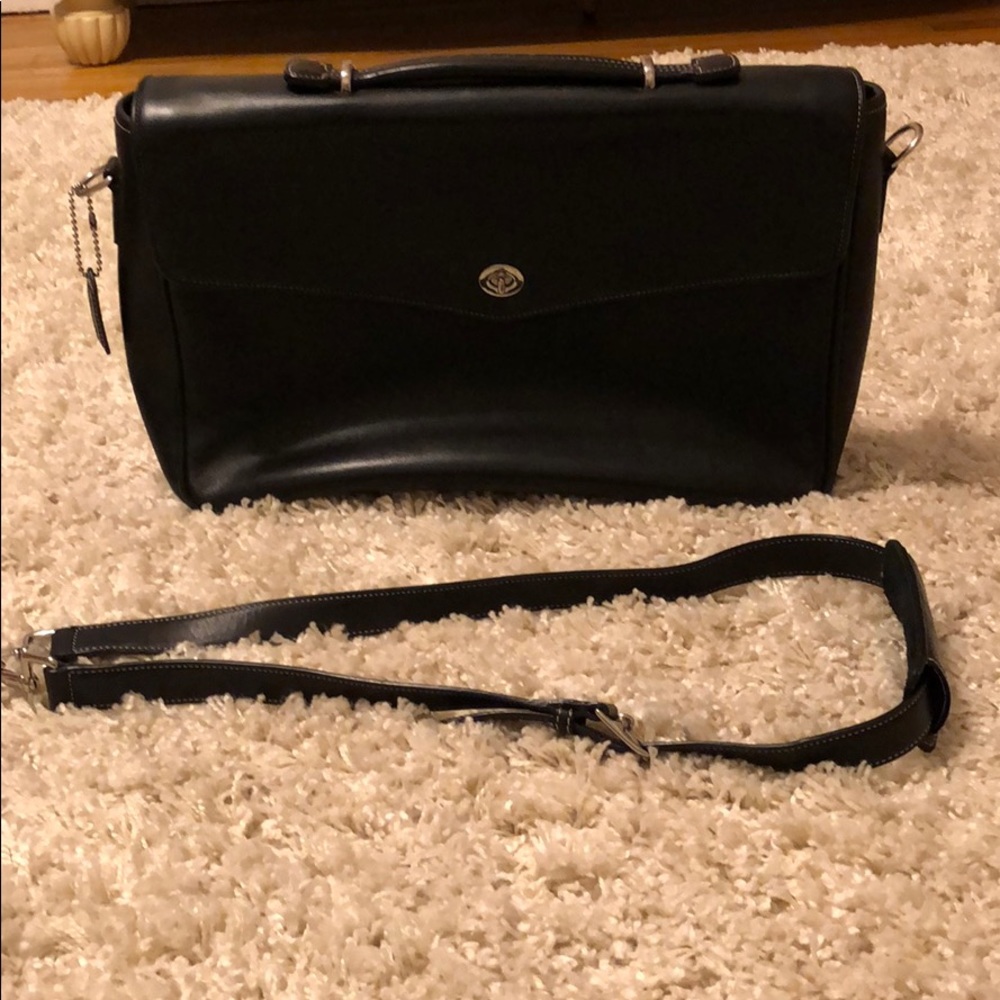 Authentic coach black leather business tote - Picture 5 of 8